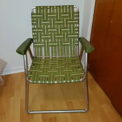 PRISTINE Vintage Mid-Century Webbed Lawn Chair, View more