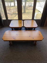Kroehler  Knotty Pine Coffee Table and 2 side tables 
