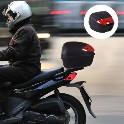 30L Motorcycle Tail box Top Case Motorbike Trunk Helmet Carrier Luggage Helmet Storage Mount Rack w/...
