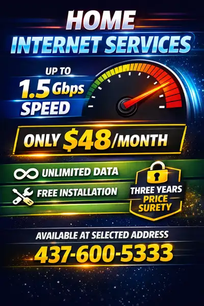Home Internet Toronto - 1.5Gbps Unlimited $48, View more