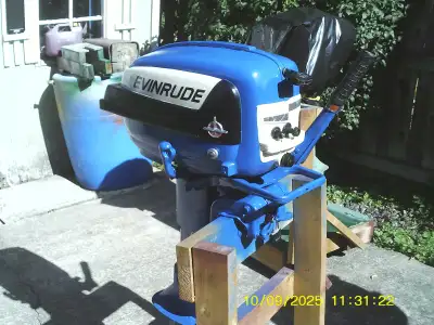 FOR SALE ARE TWO 1956 OMC OUTBOARD ENGINES- ONE IS AN EVINRUDE AND ONE IS A JOHNSON. BOTH ARE CLEAN...