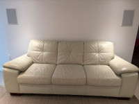 Ivory Leather Sofa