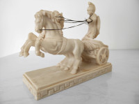 Roman Gladiator Chariot Horses Resin Statue 8.5"