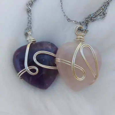 Crystal necklace, rose Quartz necklace, Amethyst necklace , View more