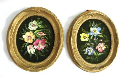 PEINTURE FLORALE sur VELOURS VINTAGE FLORAL PAINTED VELVET, View more