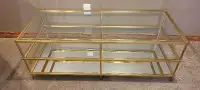 Glass Coffee Table with Brass Frame