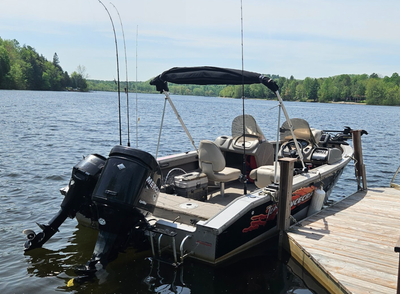 Full equip 2 downriggers, electric motor, kicker motor, 135HP Optimax 2 stroke, 9.9hp 4stroke. will...