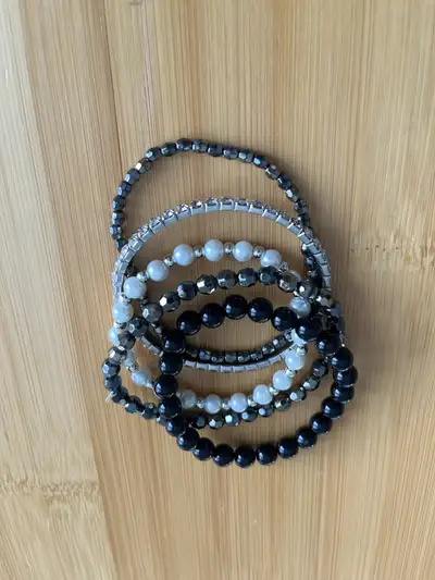 Set of fashion faux pearl bracelets, View more