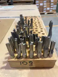 Various Router Cutters With Solid Oak Storage Base