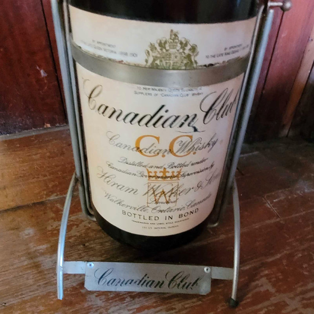 Vintage Tall Canadian Club Whiskey bottle and stand  in Arts & Collectibles in Leamington - Image 2