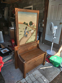 Solid wood Bench with Painting