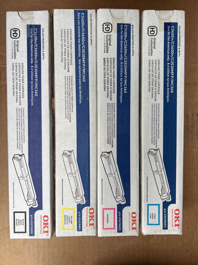 OKI C3400n C3600n C2530mfp MC360 color toner cartridges  in Printers, Scanners & Fax in La Ronge