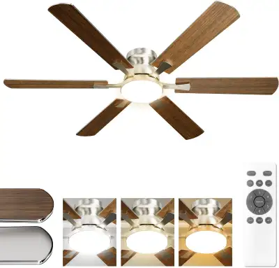 52 inch Modern Ceiling Fan with Light and Remote, Low Profile Fl, View more