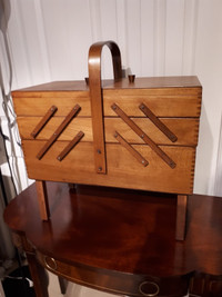 Vintage Large Size Solid Wood Sewing Supply Accordion Organizer