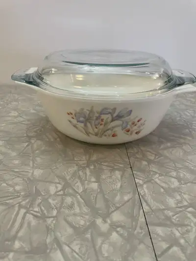 Vintage Pyrex Blue Iris Casserole Dish 9" X 8" X 3" With Lid, View more