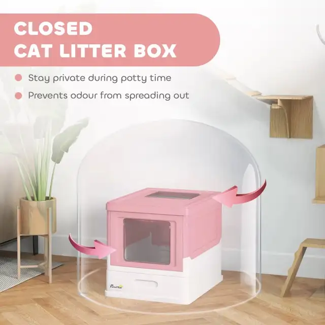 18.7"L x 14"W x 14.5"H, Top Entry Enclosed Kitty Litter Box,Pink in Other in Markham / York Region - Image 6