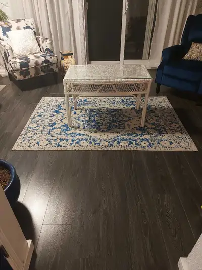 Wicker table with glass top, View more