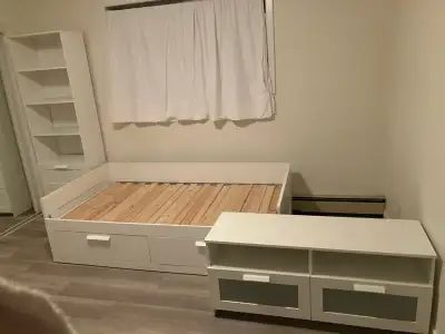 IKEA Bed Frame double twin storage unit, bookshelf and TV bench, View more