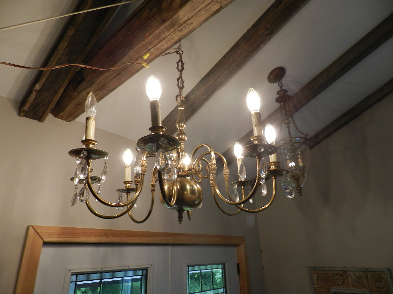 Antique solid brass chandelier, used for sale  