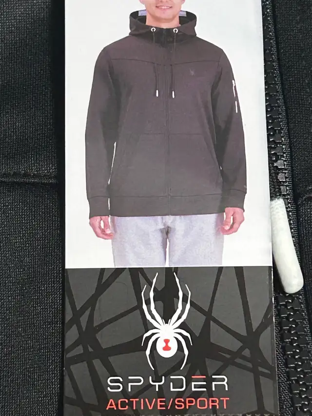 Brand New Spyder Active Men’s Hooded Full Zip Jacket - Black in Men's in Calgary - Image 2