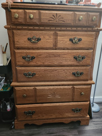 Solid Oak Dresser and Armoire for Sale