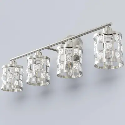 THIS ITEM IS NEW IN A BOX Brushed Nickel Cylinder Crystal Shades Dimension: 27.7" x 6.8" x 8.8"(L x...