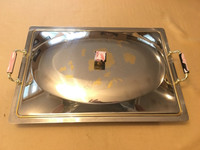 MGM Large Stainless Steel I8/10 Inox Tray with 24KT gold