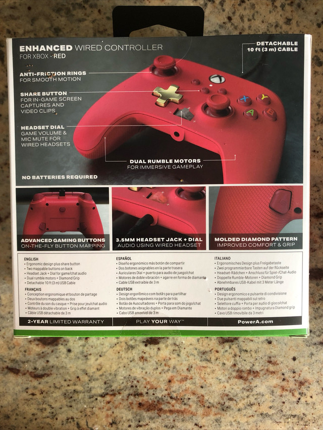 Power A Enhanced Wired Controller Xbox One Red Brand New Cheap in XBOX One in Ottawa - Image 2