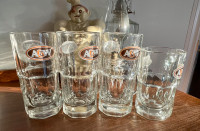 3 Lg 1 Md VINTAGE A&W ROOTBEER ROOT BEER HEAVY GLASS MUGS.