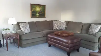 Lazyboy Sectional & Leather Ottoman, View more
