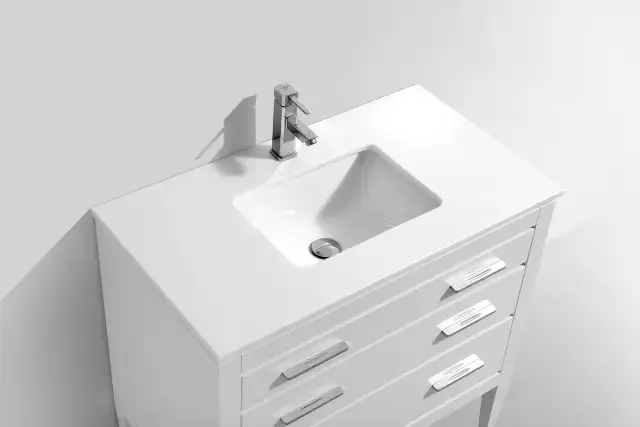 Eiffel 30” High Gloss White Vanity include Quartz Countertop & U in Cabinets & Countertops in Calgary - Image 3