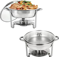 Restlrious Chafing Dish Buffet Set 2 Pack Round Stainless Steel