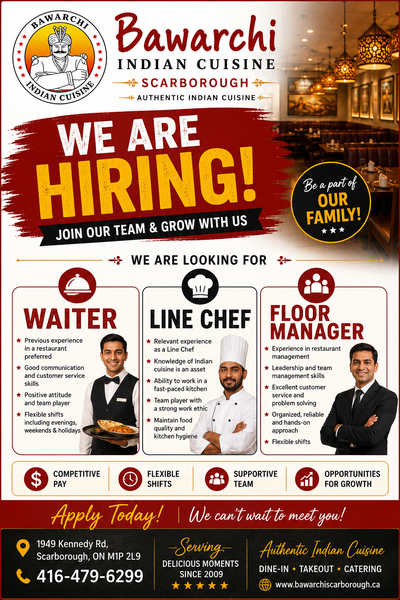 Now Hiring: Waitress, Floor Manager, Dishwasher & Line Chef, View more