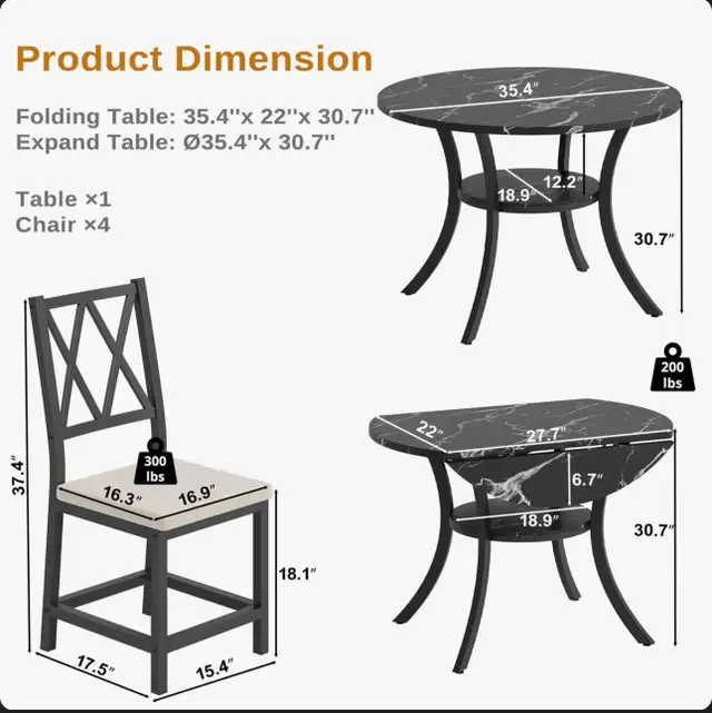 Brand new and not assembled 5 Pieces 35.4’’ Transitional Style R in Dining Tables & Sets in Hamilton - Image 3