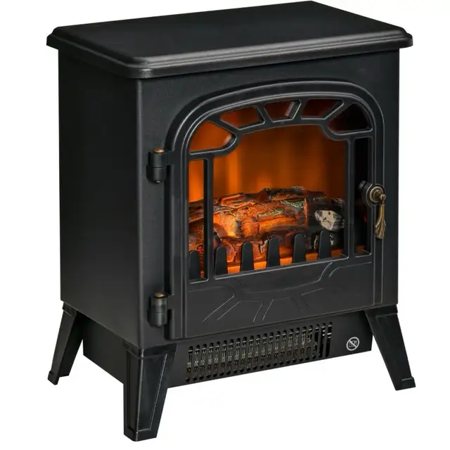 Black 14" Freestanding Electric Fireplace Stove Heater in Heaters, Humidifiers & Dehumidifiers in Markham / York Region - Image 3