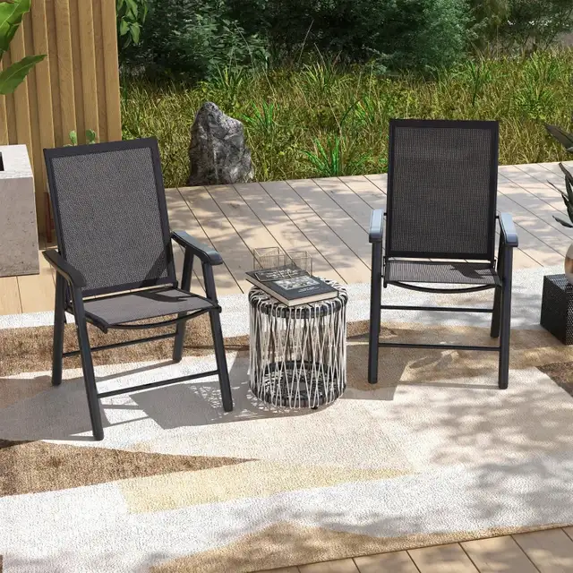 2-Piece Folding Chair Set for Relaxing on Patio Balcony Garden,  in Patio & Garden Furniture in Markham / York Region - Image 9