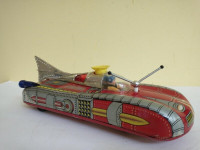 VINTAGE TIN SPACE SHIP TOY, BATTERY OPERATED ORIGINAL BOX