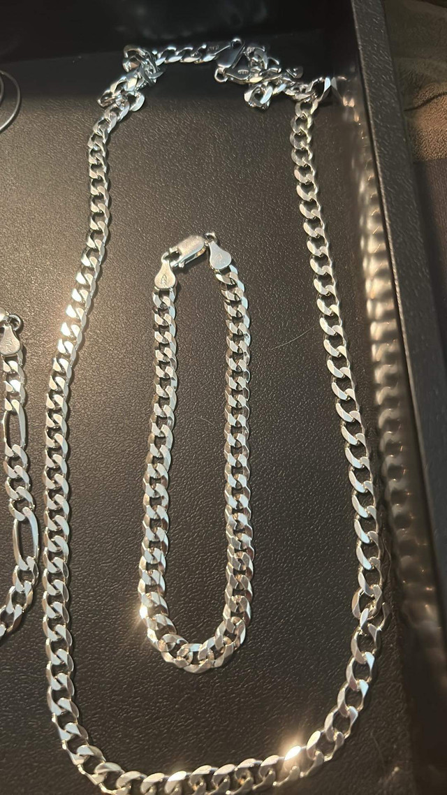 .925 Itallian Silver Figaro Chain Set in Jewellery & Watches in Belleville