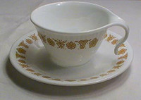 3 sets Corelle Butterfly Gold Flat Cup & Sauce
