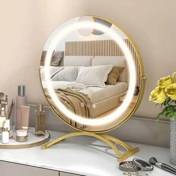 New 16" Round Mirror 3 Colour Dimmable Lights...(Gold) in Home Décor & Accents in Ottawa - Image 4