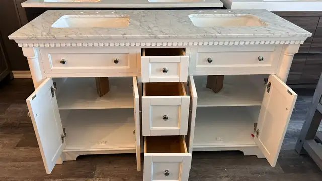 BRAND NEW Sydney 60” Double Vanity With Carrara Marble Top in Cabinets & Countertops in Oakville / Halton Region - Image 4