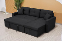 Sofa Bed Reversible Fabric Pullout Sofa Bed with Storage Ottoman