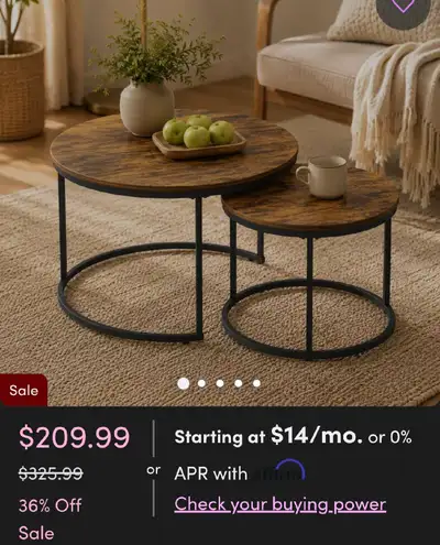 Side Table Round Wooden. Large Only, View more