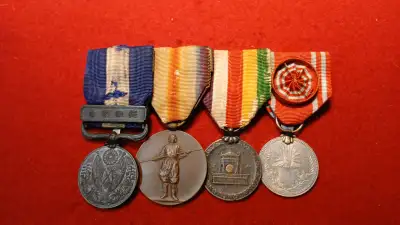 WWI/Post Imperial Japanese Army original period 4 place medal grouping. All as worn by Japanese serv...