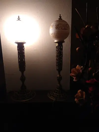 2 Vintage Brass Table Lamps, View more