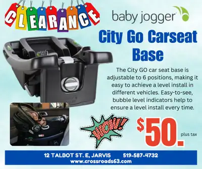 Baby Jogger City GO Car Seat BASE Stock# 9157, View more