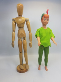 Vintage 1968 Peter Pan and Vintage Wooden Articulating Figure