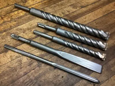 2-MILWAUKEE SDS PLUS CHISELS and 3-DEWALT SDS PLUS CONCRETE BITS, View more