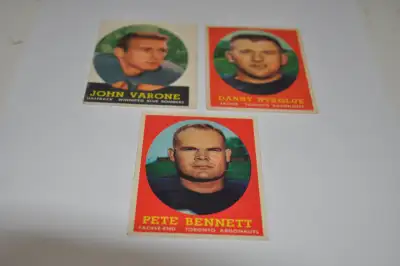 Topps football cards lot of 3 1958 # 69-72-74 cfl football leagu, View more