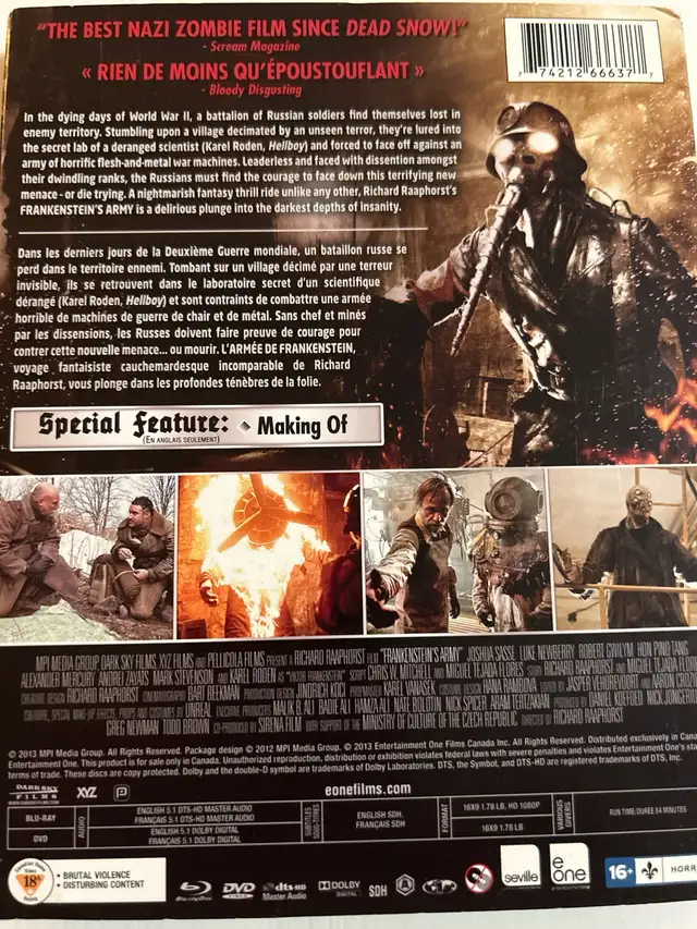 frankenstein Army Blu-ray disc 7$.62863729211778121